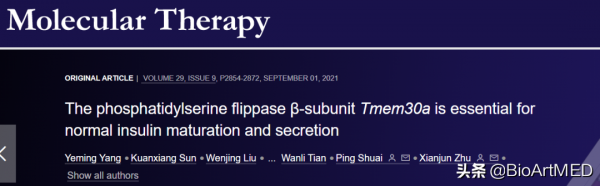 Molecular Therapy | 朱獻軍等揭示Tmem30a調控胰島素分泌的機制等 Molecular Therapy | 朱獻軍等揭示Tmem30a調控胰島素分泌的機制等