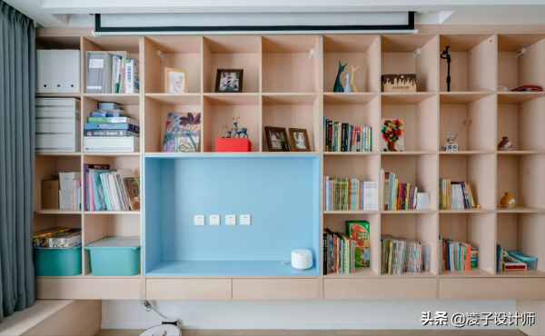 85m²文藝範兒溫馨小家，用滿牆的書櫃營造滿屋的書香氣