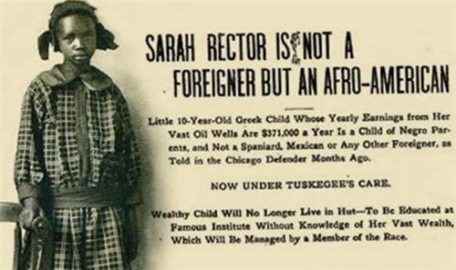 百年前美國一黑人姑娘，因為太過有錢，竟被當地州政府認定為白人