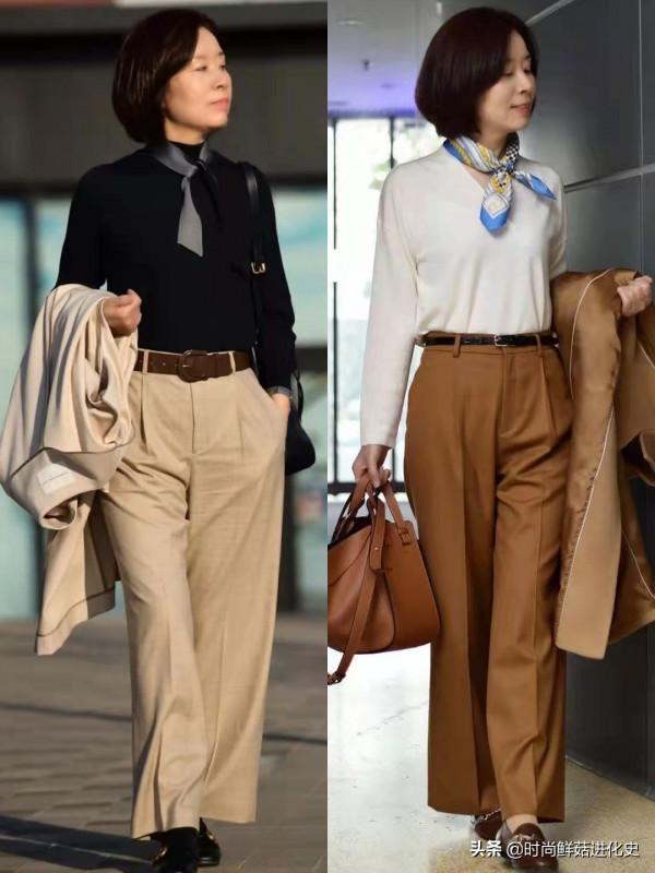 今秋流行一種新褲子，叫“卡其棕褲”！50、60歲女人穿更時髦高階