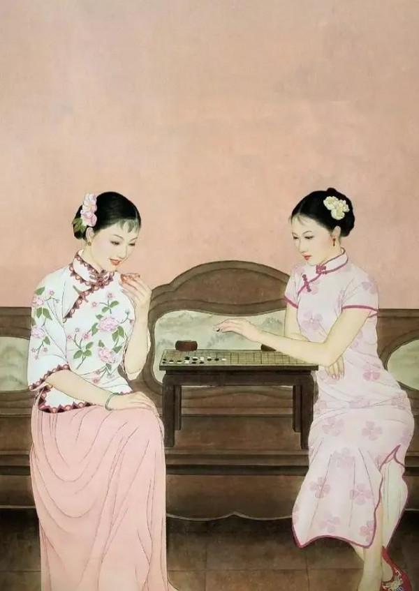 國畫人物旗袍之美