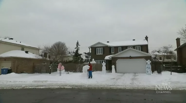 加拿大人玩個雪這麼&quot;卷&quot;了 2米關公雪中持刀 後院造百米雪道