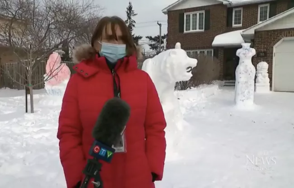 加拿大人玩個雪這麼&quot;卷&quot;了 2米關公雪中持刀 後院造百米雪道