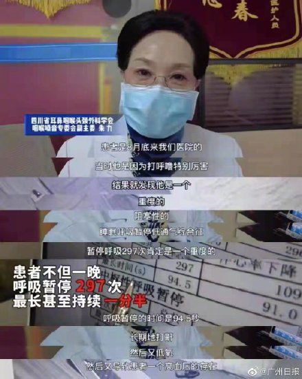 成都一男子打鼾一夜呼吸暫停近300次