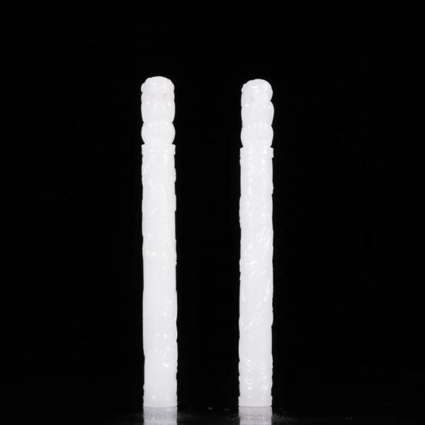 【和田玉 祥龍 軸棍一對】