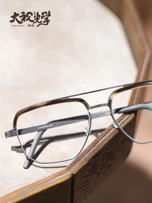 LINDBERG林德伯格鈦金屬雙梁眼鏡架（新品）