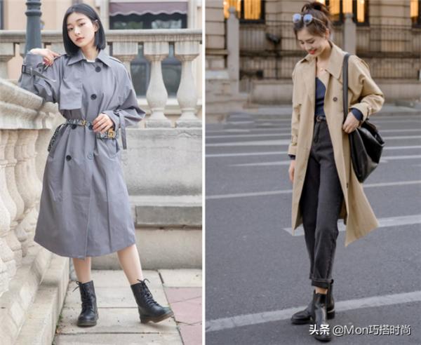 同一件風衣，配小白鞋和馬丁靴的差距到底有多大？對比太扎你心了