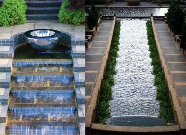 地複式排水，在樓梯預設20cm流水渠，順暢不怕堵，還自帶瀑布水景