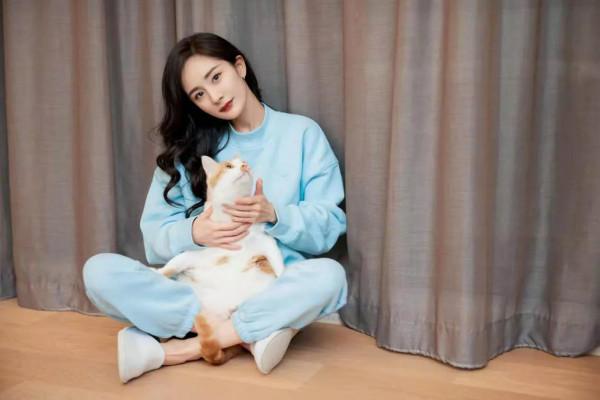 楊冪大曬新造型美照，一身白色套裝清新甜美，與以往的形象差別大