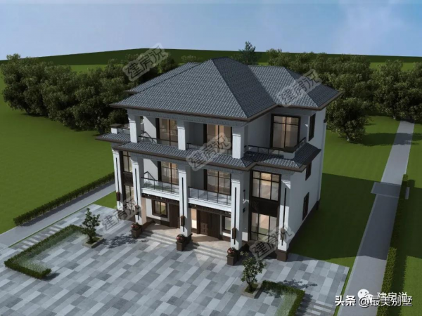 新中式雙拼別墅，大氣莊重造價低，兄弟平攤無壓力