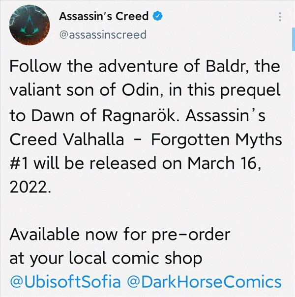 《AC英靈殿》漫畫明年3月釋出 末日曙光DLC內容前傳