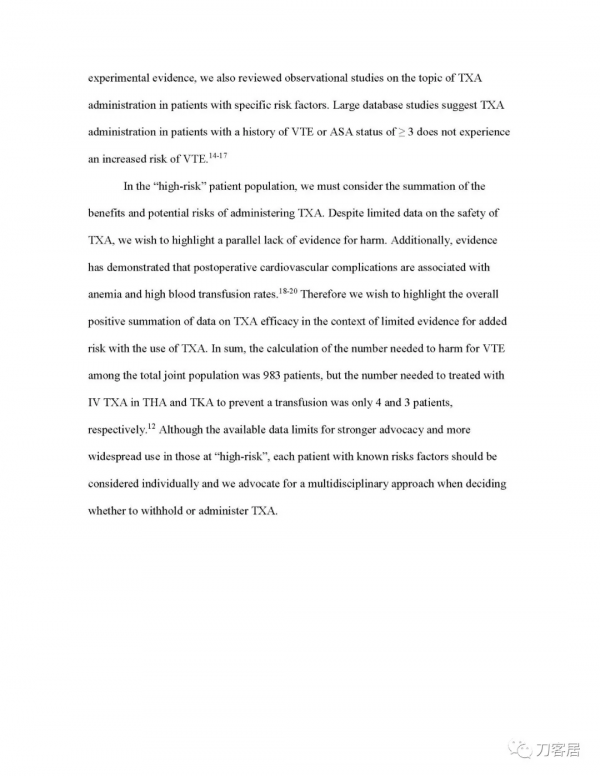 氨甲環酸在全關節置換術的應用-美國多學術組織共認臨床實踐指南