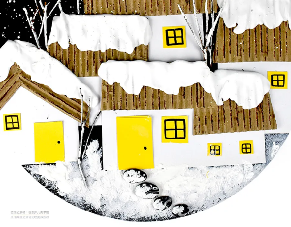兒童畫教程｜冬季自然美學課程《小鎮初雪》
