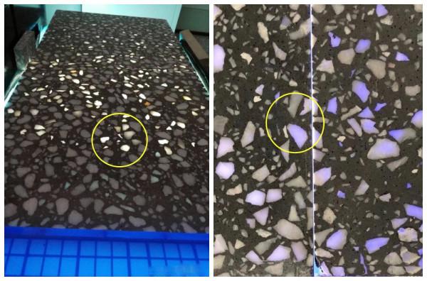 水磨石沒有過時，一整塊幹掛背景牆透光如星空，比大理石都要高檔