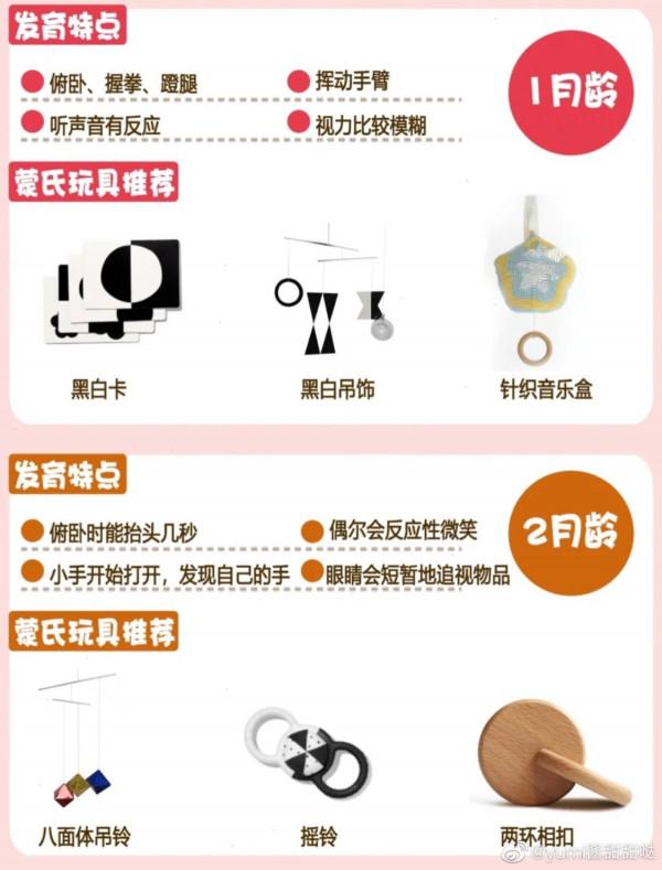 蒙氏早教各月齡發育特點，對應寶貝教具都在這裡