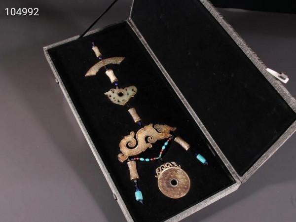 高古玉包金龍紋玉璧掛佩