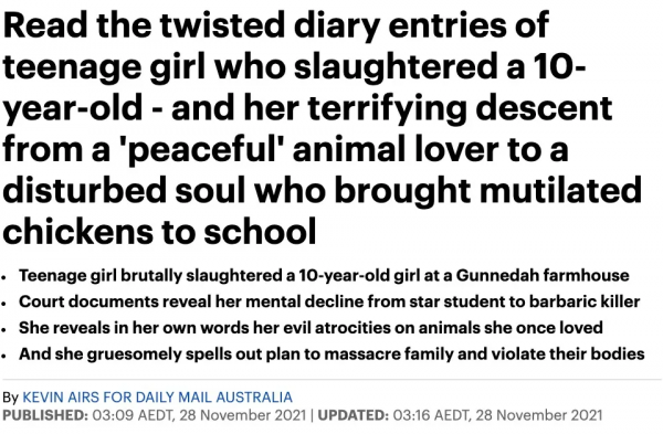 細思極恐!澳洲14歲少女殺人後,“殺人日記”公開!坦言想殺光全家,太可怕了 細思極恐!澳洲14歲少女殺人後,“殺人日記”公開!坦言想殺光全家,太可怕了