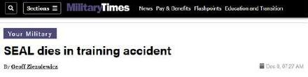 美媒：美國海豹突擊隊發生訓練事故，一名隊員受傷後死亡