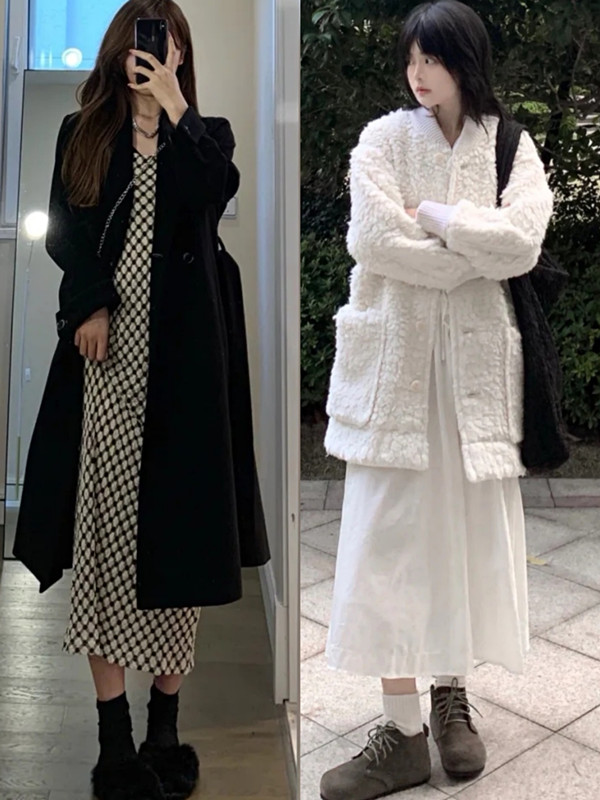 天冷裙子不用買太多，有這“一長一短”就足夠，百搭又有女人味