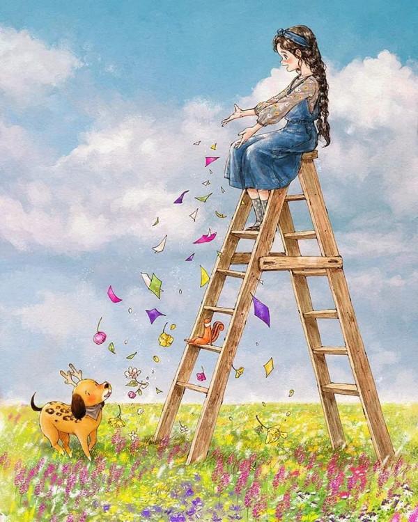 每日插畫｜aeppol的治癒系森林少女日記，休息一會兒再走也沒關係