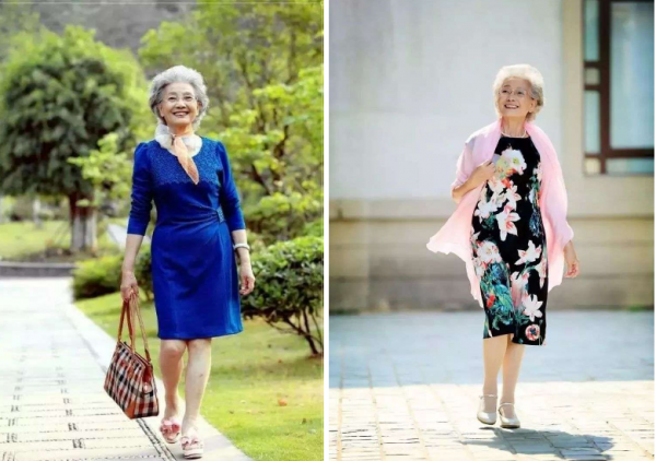 被91歲的神仙奶奶驚豔到了，精緻的髮型得體穿搭，狀態也太好了吧
