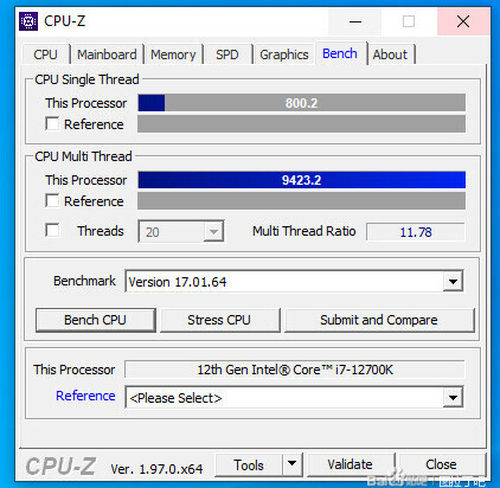 i7-12700K處理器CPU-Z跑分曝光了