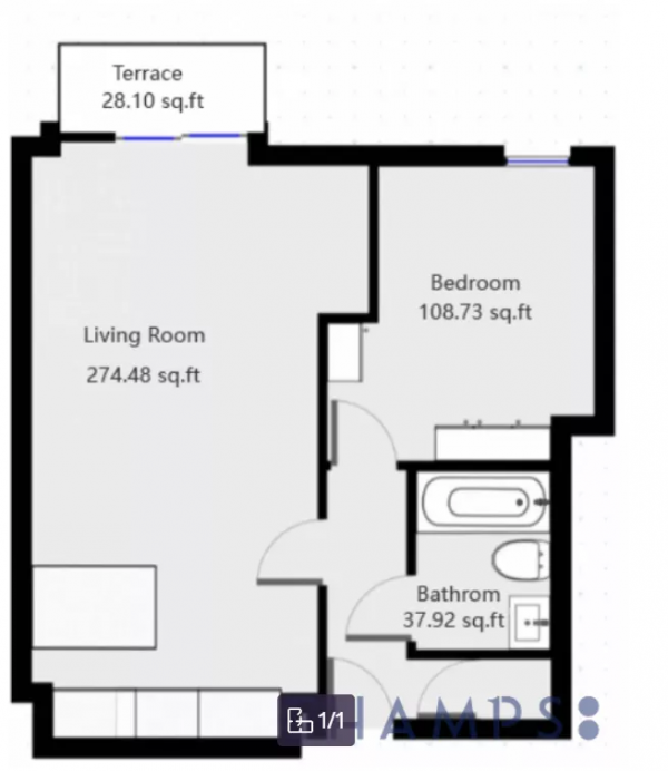 「二手新房急轉售」北倫敦Finsbury Park 附近1居室帶陽臺