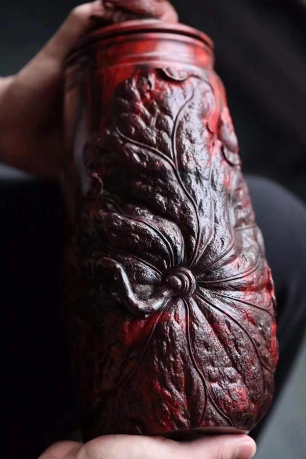 重器現世！紫檀整木雕連年有餘大木罐