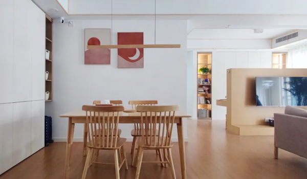 105㎡原木風三居室，LDK、小書房、衣帽間…都市生活也能寧靜自在