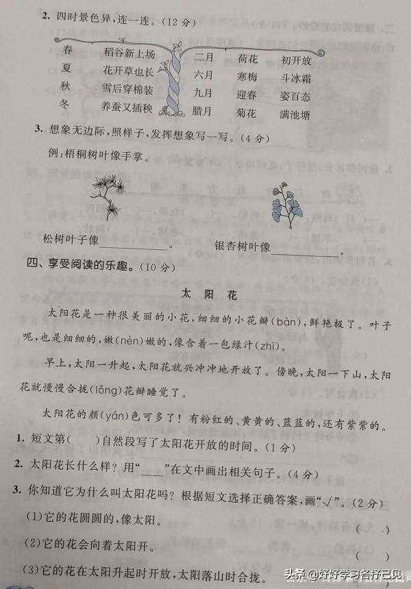 二年級上冊語文第二單元測試卷,個別主觀題型,靈活性十足 二年級上冊語文第二單元測試卷,個別主觀題型,靈活性十足
