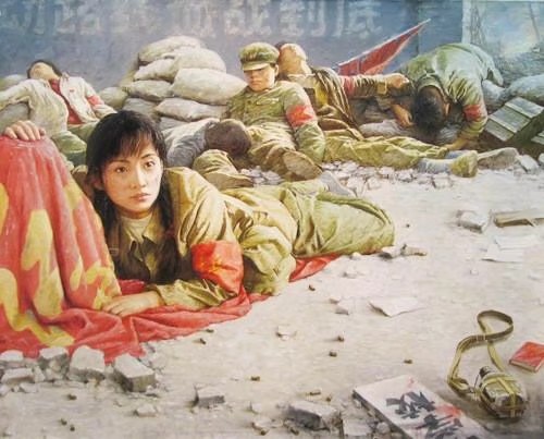 著名油畫家陳大中作品（紅衛兵）