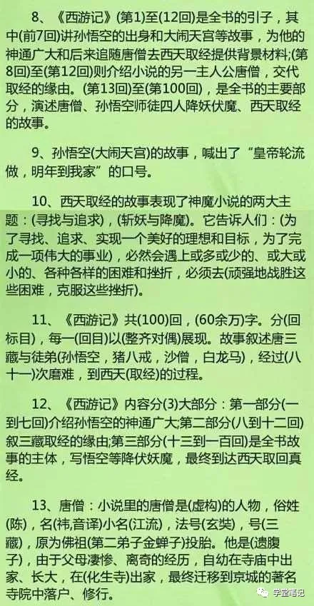 《四大名著》考點全在這！這些題，非常經典，從小學到高中都考