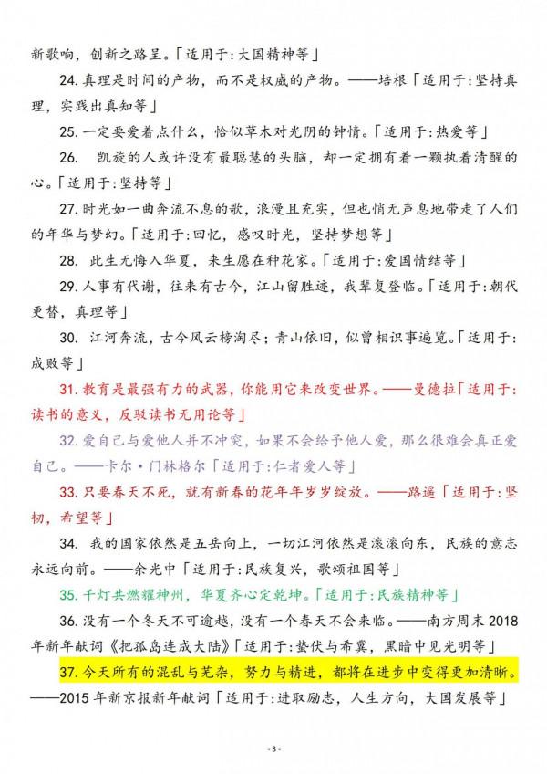 高考作文素材，承包你三年的滿分作文素材，摘要金句（420頁）