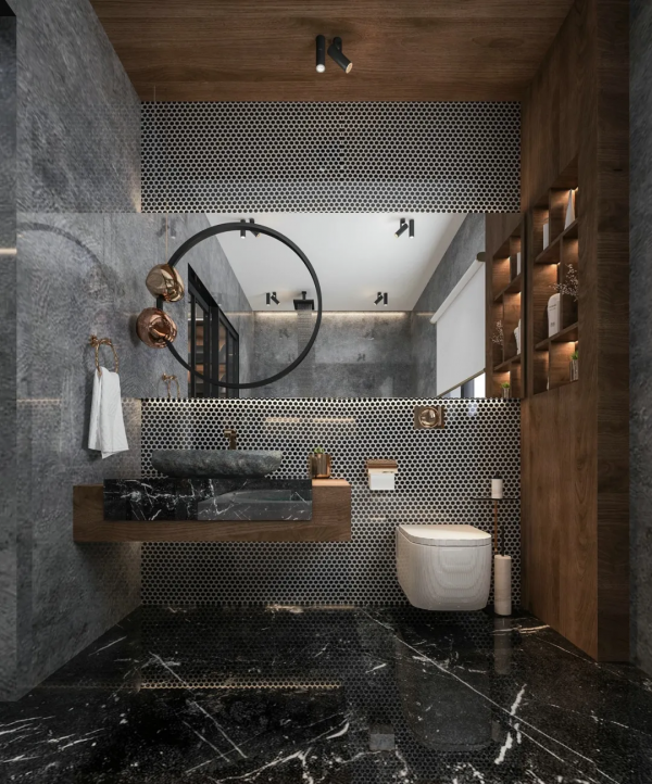 大理石裝飾現代公寓，高階浪漫