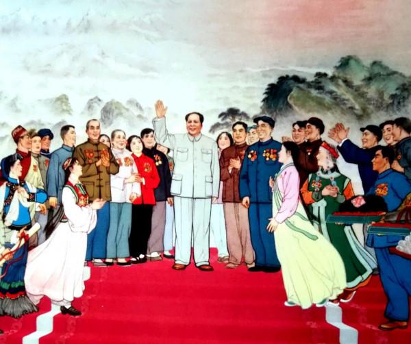 東方紅畫傳｜年畫《群英獻禮圖》-人物眾多，喜慶歡快，色彩豔麗