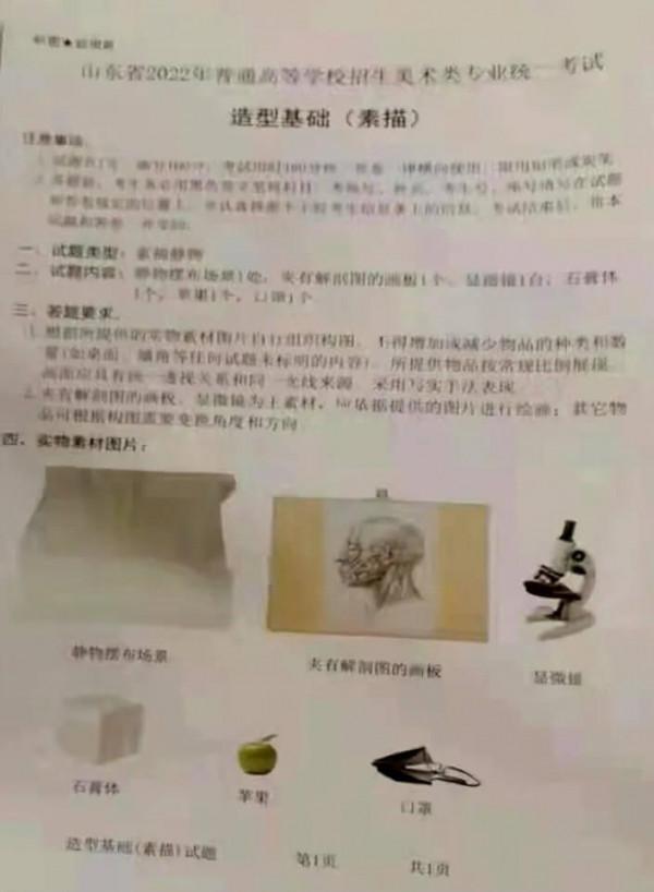 一場聯考把靜物和頭像都考察到了