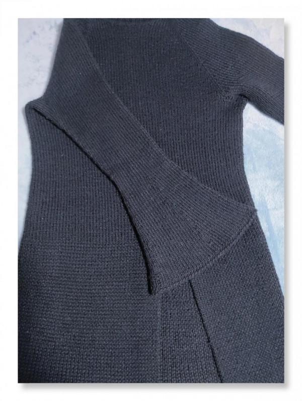 喇叭袖長款修身高開叉個性毛衣