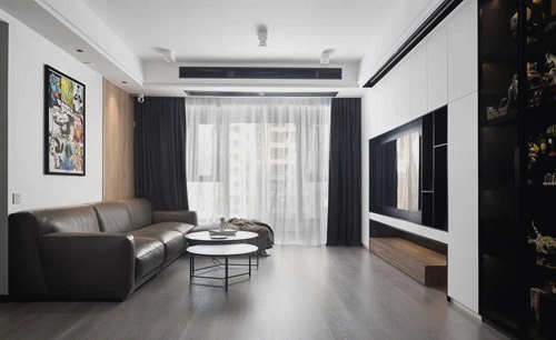 125㎡現代簡約風，黑白灰+木色，高階又大氣，進門就被迷住了