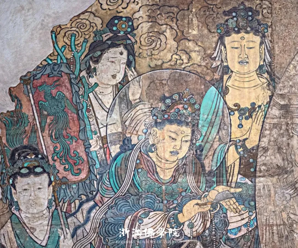 元代11.11米“彌勒說法圖”壁畫，1925年被切割成60多塊剝走，現館藏於加拿大