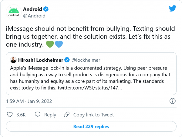 Google高管對iMessage鎖定效應進行了有史以來最嚴厲的斥責