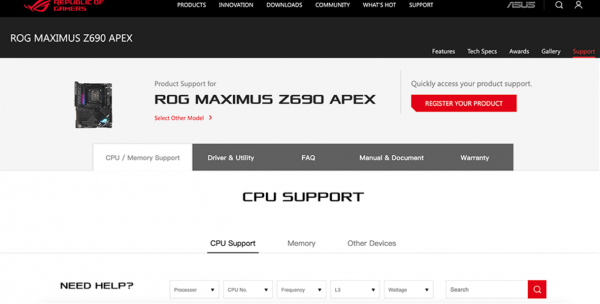 華碩官網洩漏Intel第12代非K系列桌上型處理器的完整型號與規格