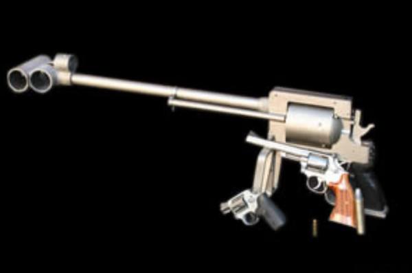 盡重21斤 拿獨頭霰彈做彈藥 世界上最大號的轉輪手槍 沒有之一