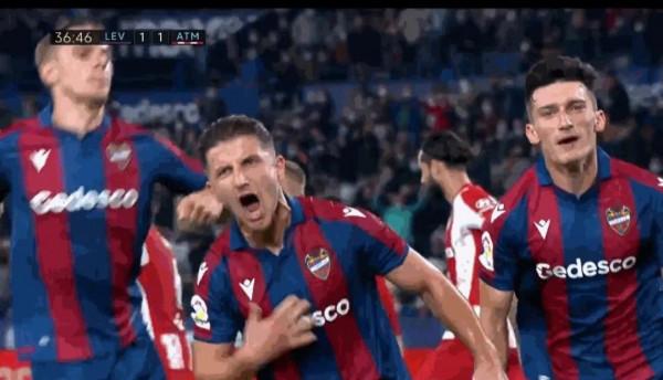 馬德里競技兩送點球，憾平萊萬特