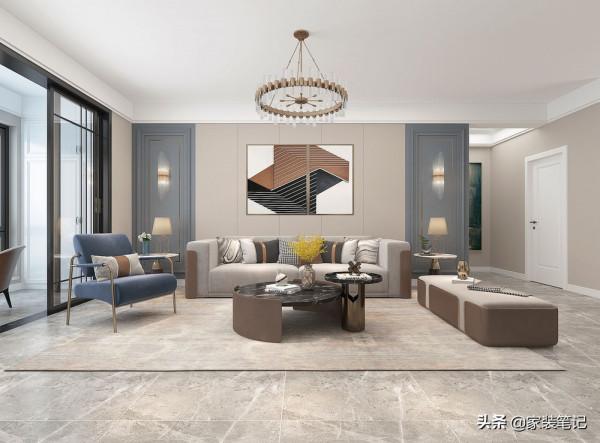 閨蜜的130平米新家，裝現代輕奢風格，單一個沙發牆就把我迷住了