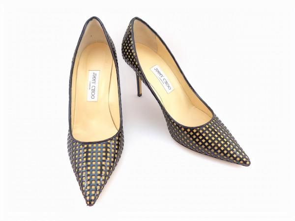 Jimmy Choo 平衡黑色漆皮/裸色網眼高跟鞋 Jimmy Choo 平衡黑色漆皮/裸色網眼高跟鞋