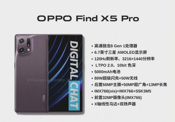 OPPON Find X5曝光，外觀獨特，搭載天璣9000和驍龍8
