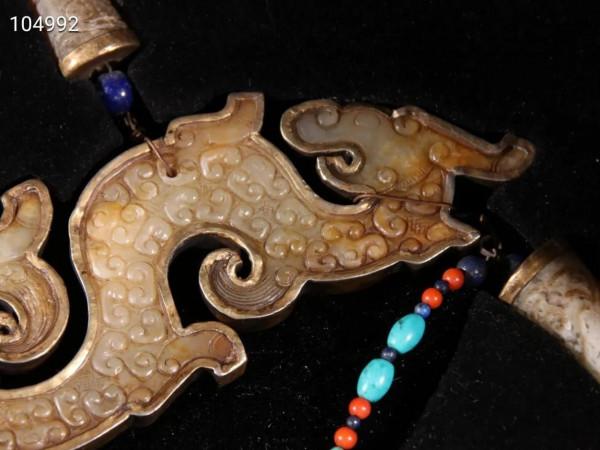 高古玉包金龍紋玉璧掛佩