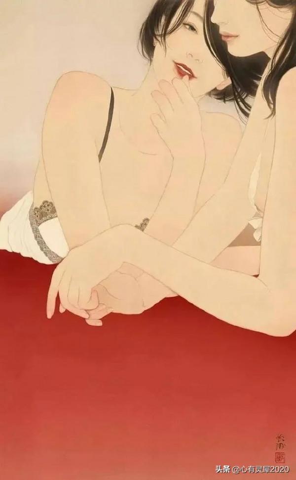 兩位畫家筆下的女性人物工筆畫，柔美脫俗，靈氣逼人