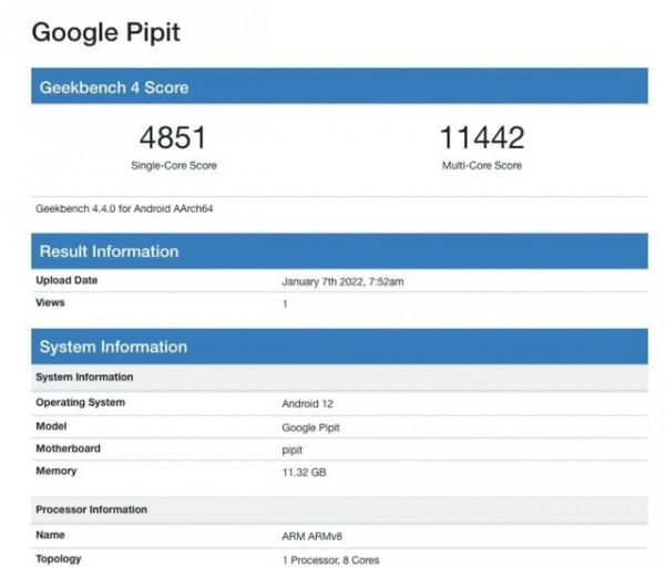 搭載Android 12系統 谷歌摺疊屏手機Pixel Fold現身Geekbench
