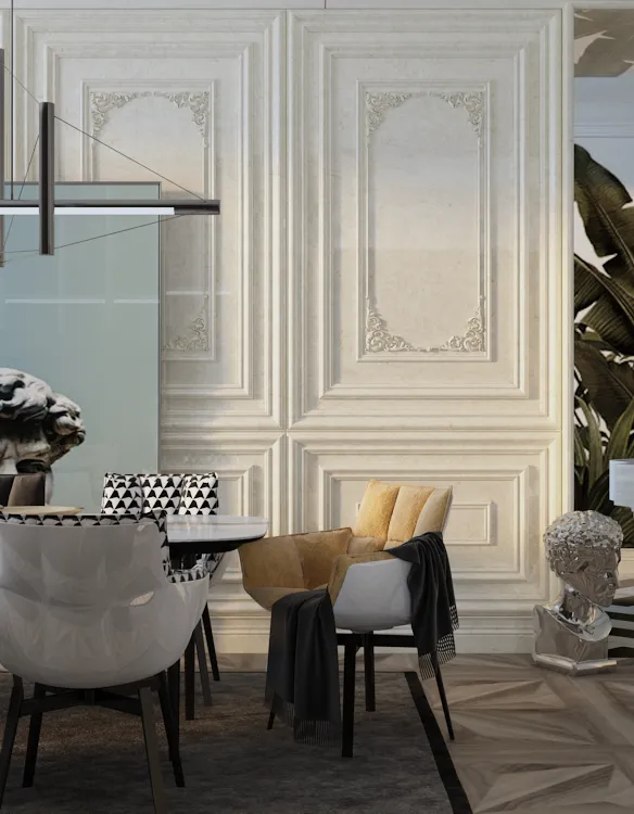 大理石護牆板造型優美，質感高階